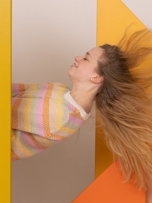 Teenage girl with long hair
